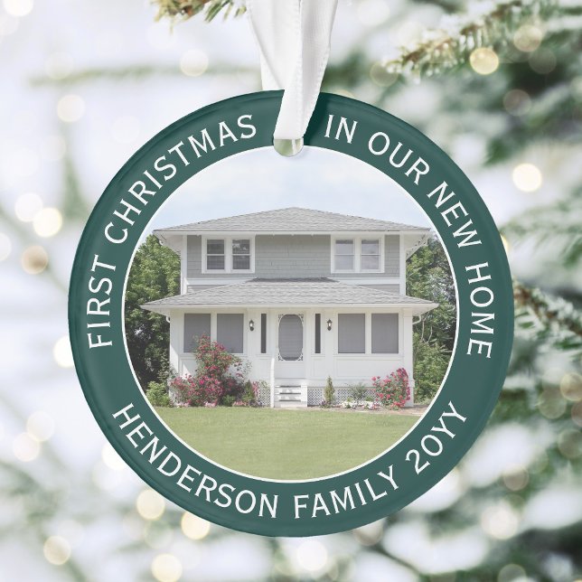 Ornamento 2 fotos da primeira casa do Natal Novo Verde e Bra (Criador carregado)