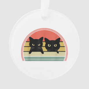 Ornamento 2 Gatos Pretos Purgando Vintage Retro Cat Animal L