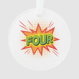 Ornamento 4º aniversário Super herói vermelho Texto elegante