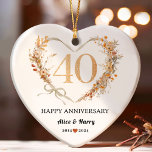 Ornamento 40º Aniversário 💕 Cerâmica de Souvenir em Forma d<br><div class="desc">40º Aniversário 💕 Ornamento Cerâmico de Souvenir em Forma de Coração</div>