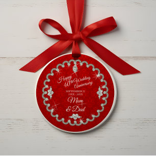 Ornamento 40º Aniversário Vermelho Foto Keepsasakê