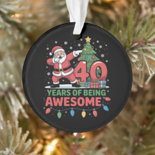 Ornamento 40 Anos Natal Aniversário Papai Noel Dabbing Natal