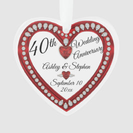 Ornamento 40th Lembrança dos diamantes do rubi do