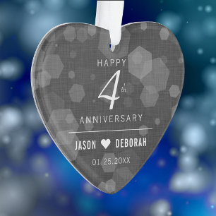 Ornamento 4.ª Celebração do Aniversário do Casamento Linen