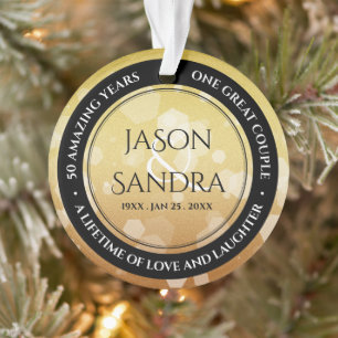 Ornamento 50º aniversário de casamento do Ouro Elegante