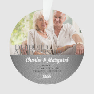 Ornamento 60º aniversário do Diamond Foto de Silver Damask