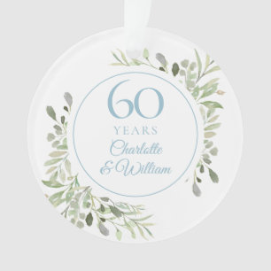 Ornamento 60 Anos de Verde Floral Diamante Aniversário