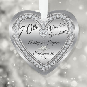 Ornamento 70 Casamento Aniversário Diamond Platinum Keepsael