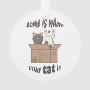 Ornamento A citação engraçada de Home é onde seu gato está