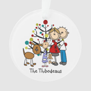 Ornamento A figura pai da vara, mamã, menina, persegue o