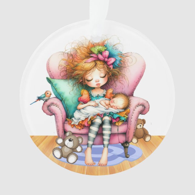 Ornamento A Melhor Irmã/Babá do Mundo - Veja Trás. (Frente)