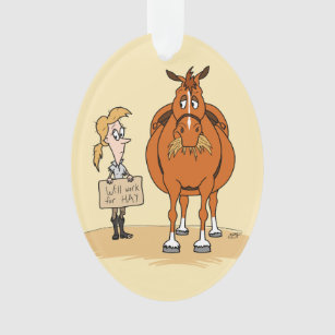 Ornamento A mulher gorda engraçada do cavalo dos desenhos