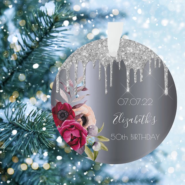 Ornamento A relva de prata de aniversário brilha como burgôs (Criador carregado)