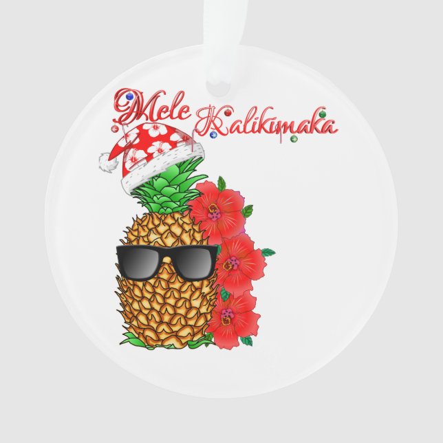 Ornamento Abacaxi do Natal de Mele Kalikimaka (Frente)