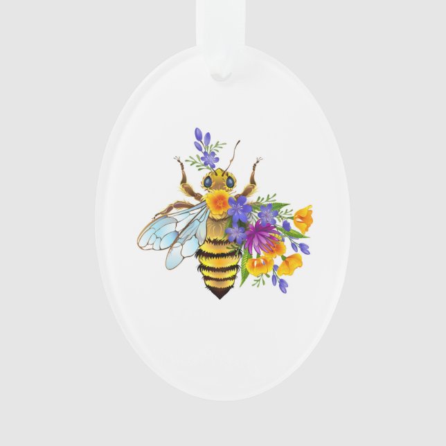 Ornamento Abeja flor com plantas silvestres (Frente)