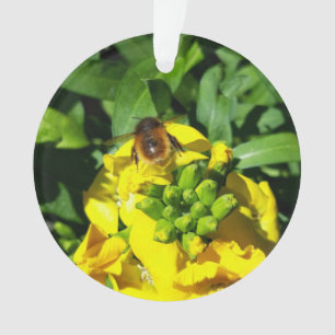 Ornamento Abelhas nas Flores Amarelas