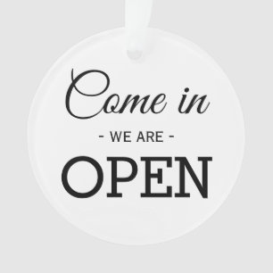 Ornamento Aberta/Fechada loja branca e dupla face