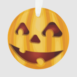 Ornamento Abóbora esculpida sorrindo design de Halloween