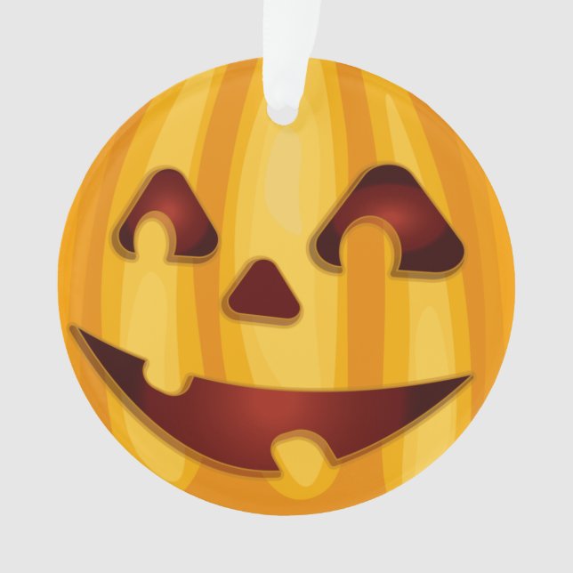 Ornamento Abóbora esculpida sorrindo design de Halloween (Frente)