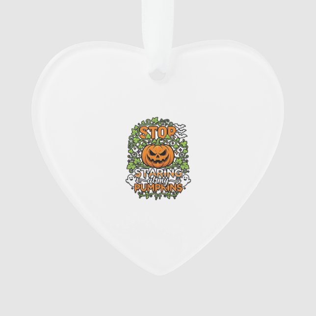 Ornamento Aboboras Olhando Parando Fantasmas Morcegos Hallow (Frente)
