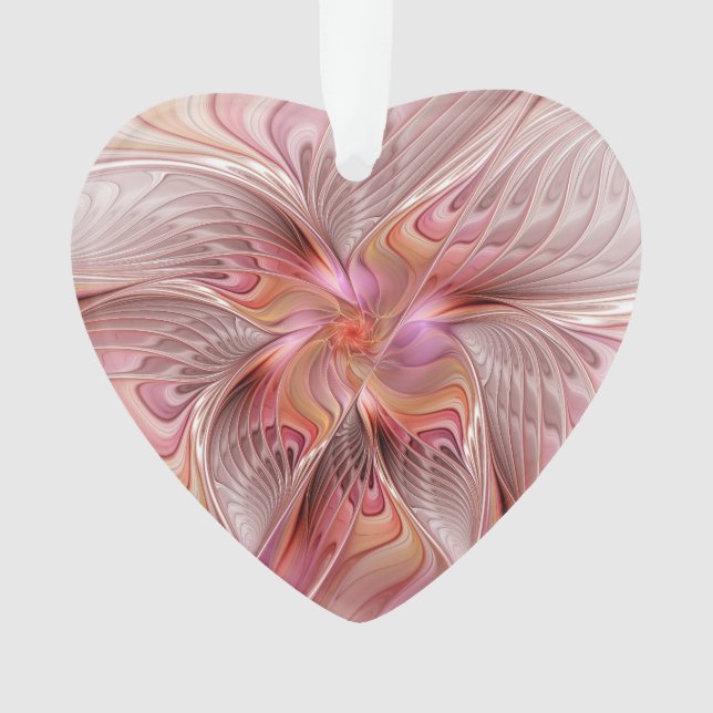 Ornamento Abstrato Angel Fantasy Fractal Art Heart (Frente)