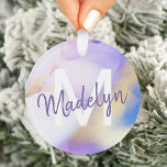 Ornamento Abstrato de Aquarela Roxa Monograma de luxo Rústic<br><div class="desc">Personalize facilmente este estilo glamouroso,  abstrato lilac,  tinta aquática e fundo de pulverização em ouro falso,  com os seus detalhes personalizados.</div>
