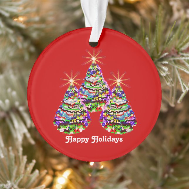 Ornamento Abstrato de de Natal com Design em Vermelho (Árvore)