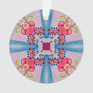 Ornamento Abstrato Floral Cross Acrylic Ornament