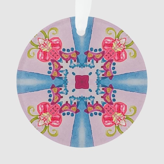Ornamento Abstrato Floral Cross Acrylic Ornament (Frente)