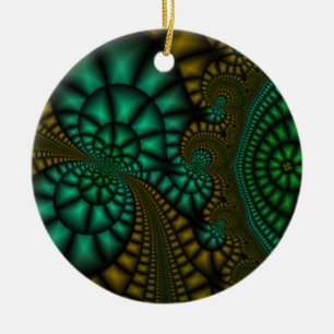 ornamento abstrato preto, verde e ouro