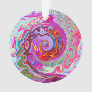 Ornamento Abstrato Retro-rosa-quente e espiral azul