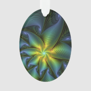 Ornamento Abstrato Star, Ouro Verde brilhante Arte Fractal