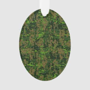 Ornamento Acento de Camuflagem Verde Digital Estilo Woodland