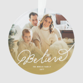 Ornamento Acredite em Star Calliografia Foto de Natal Religi