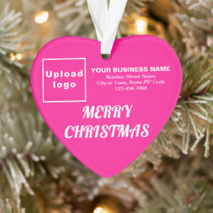 Ornamento acrílico de coração cor-de-rosa de Natal