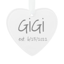 Ornamento acrílico de data estabelecida Gigi