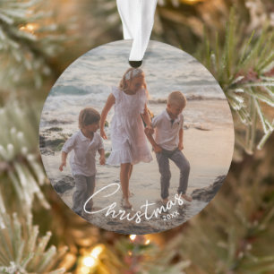 Ornamento Acrílico de Foto de Natal da Família