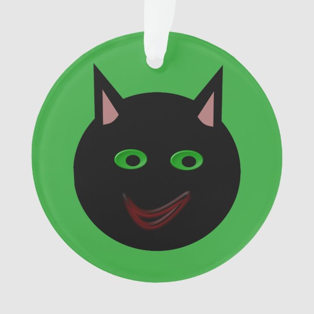 Ornamento acrílico de Gato Negro Halloween (Frente)