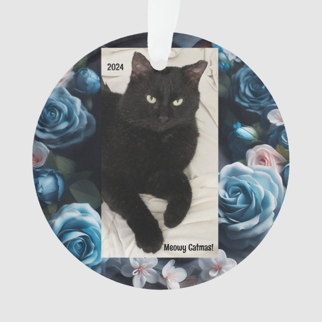 Ornamento acrílico de gato preto - Catmas macabras (Frente)