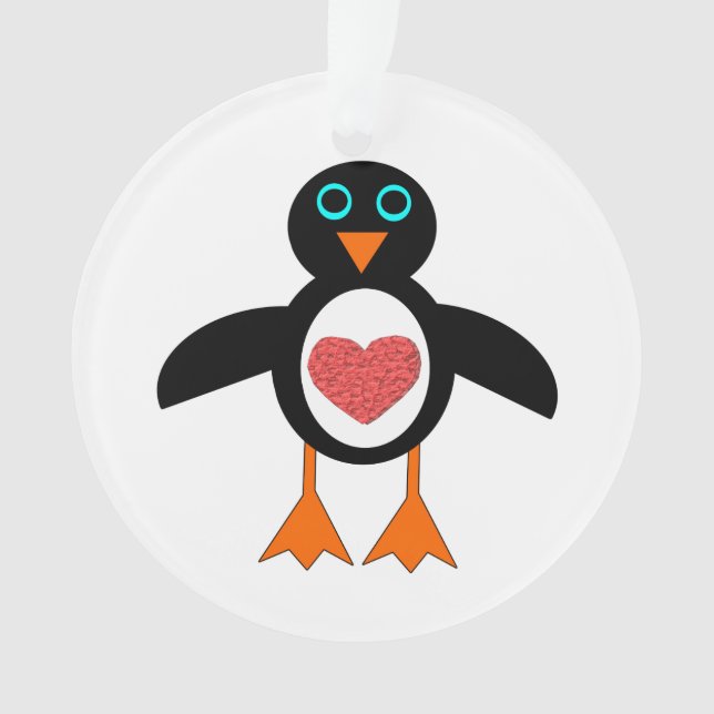 Ornamento acrílico de pinguim pinguim-coração de a (Frente)