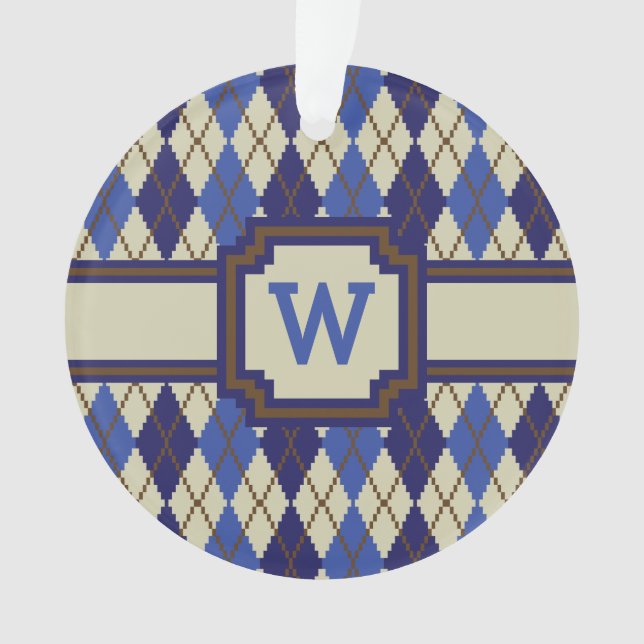 Ornamento acrílico do Blueberry Scone Argyle (Frente)