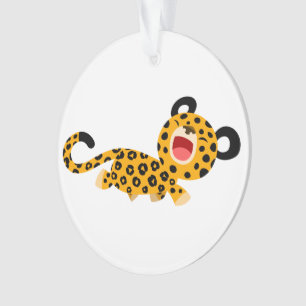 Ornamento Acrílico do Leopardo Vermelho Caricatura