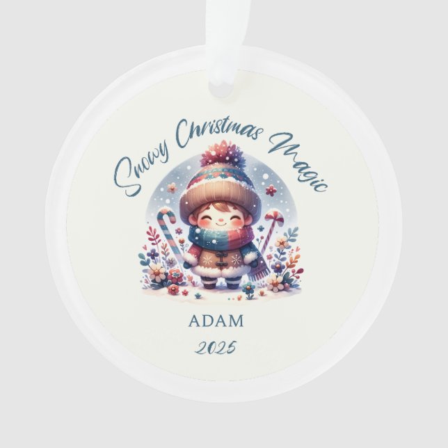Ornamento Acrílico mágico de Neve Natal (Frente)