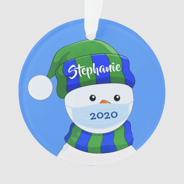 Ornamento Acrílico Mascarado Snowman (Frente)