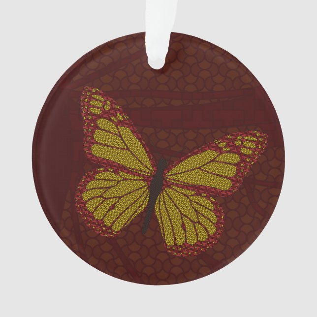 Ornamento acrílico monarca chinês (Frente)