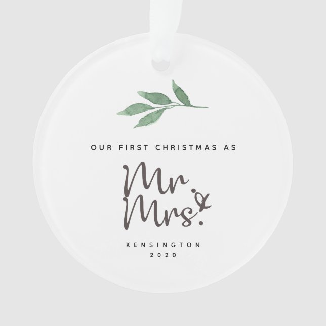 Ornamento Acritivo Casado no Primeiro Natal (Frente)