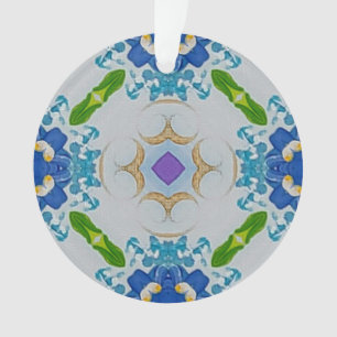 Ornamento Acritivo De Mosaico Floral Azul