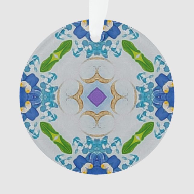Ornamento Acritivo De Mosaico Floral Azul (Frente)