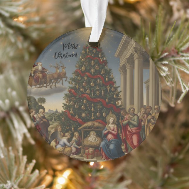 Ornamento Acrylic Nativity Santa Christmas Tree Ornament (Árvore)