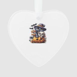 Ornamento Adesivo de gato fofo de Halloween � Chapéu de brux
